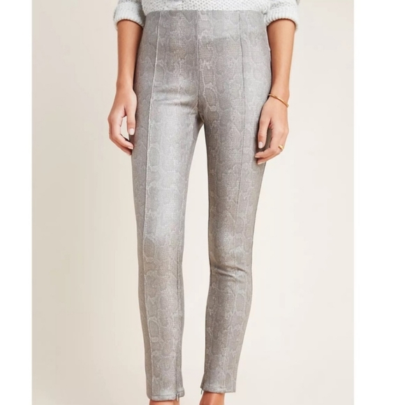 Anthropologie metallic green snake print women's pants size 26 - Picture 2 of 11